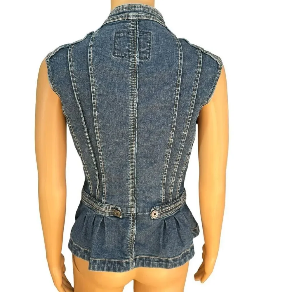 Ethyl vintage sleeveless denim peplum jacket size S